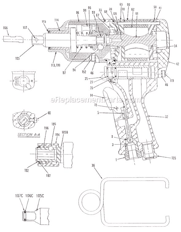Page A Diagram and Parts List for CP6041HABAS T021890 Chicago Pneumatic Wrench